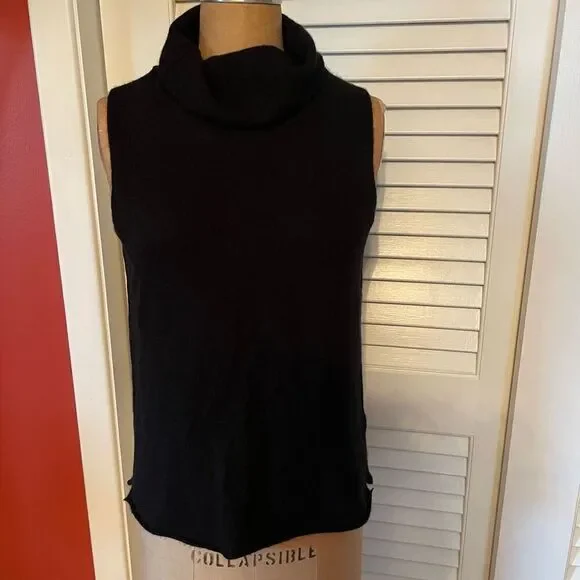 MARGARET O’LEARY | black high neck sleeveless cashmere sweater M - Picture 8 of 12